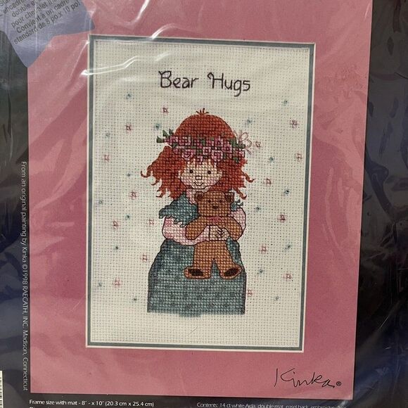 Vintage Designs for the Needle Kinka Bear Hugs Cross Stitch Kit 5559 NEW - Picture 2 of 6